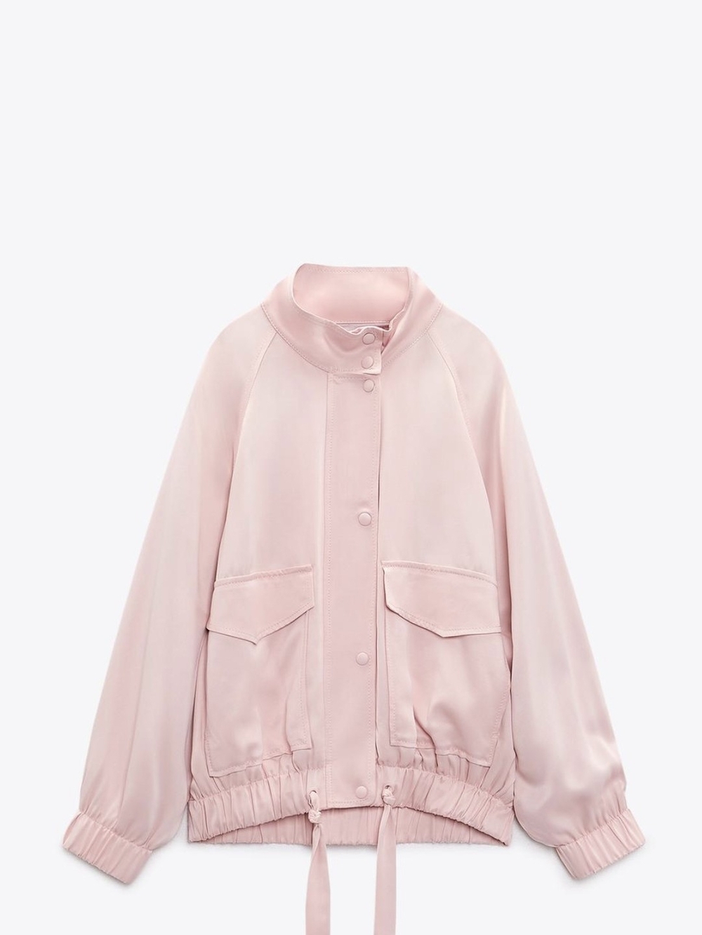 Zara Pale Pink Satin Bomber Jacket